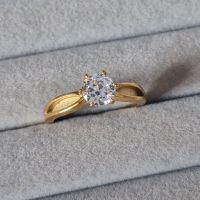 Stainless Steel Solitaire Ring blank Gold PVD